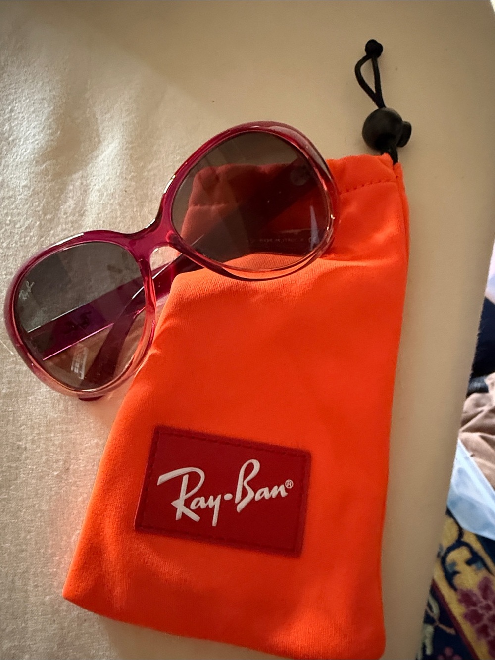Ray-Ban girls Jackie OPink Gradient Oversized Sunglasses with Orange Soft Pouch